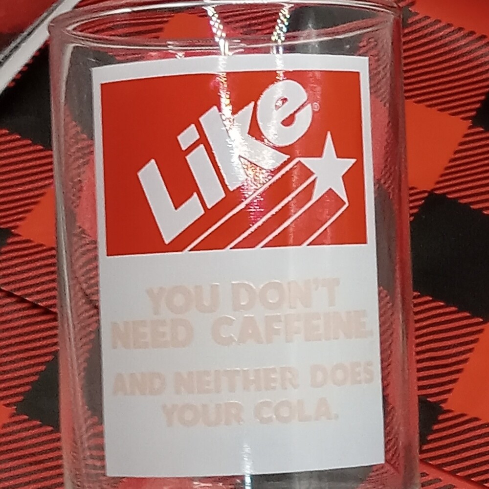 LIKE Red Logo SODA Glasses Vintage 1982 By Seven Up 2 Clear Pedestal 12 OZ